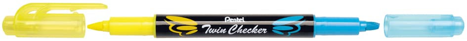 Pentel Textmarker , Twin Checker, , 2 Spitzen, Gelb/Blau