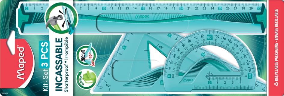 Maped Geometrie-Set Flex, Bruchfest, 3-Teilig, 4 Funktionen