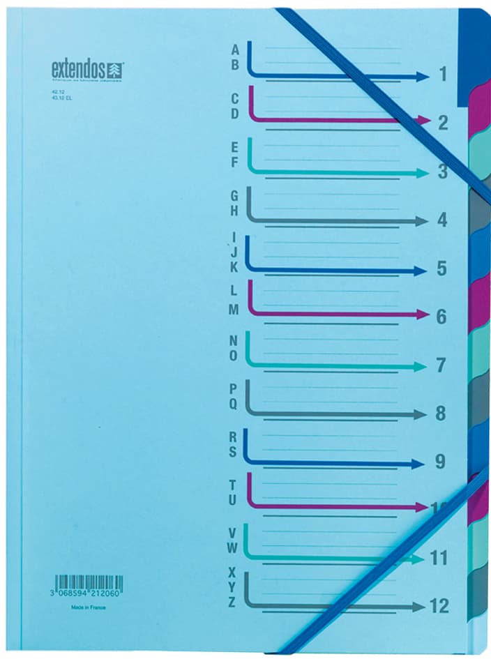 Extendos Ordnungsmappe 43, 12 Fächer, Mit Eckspanngummi