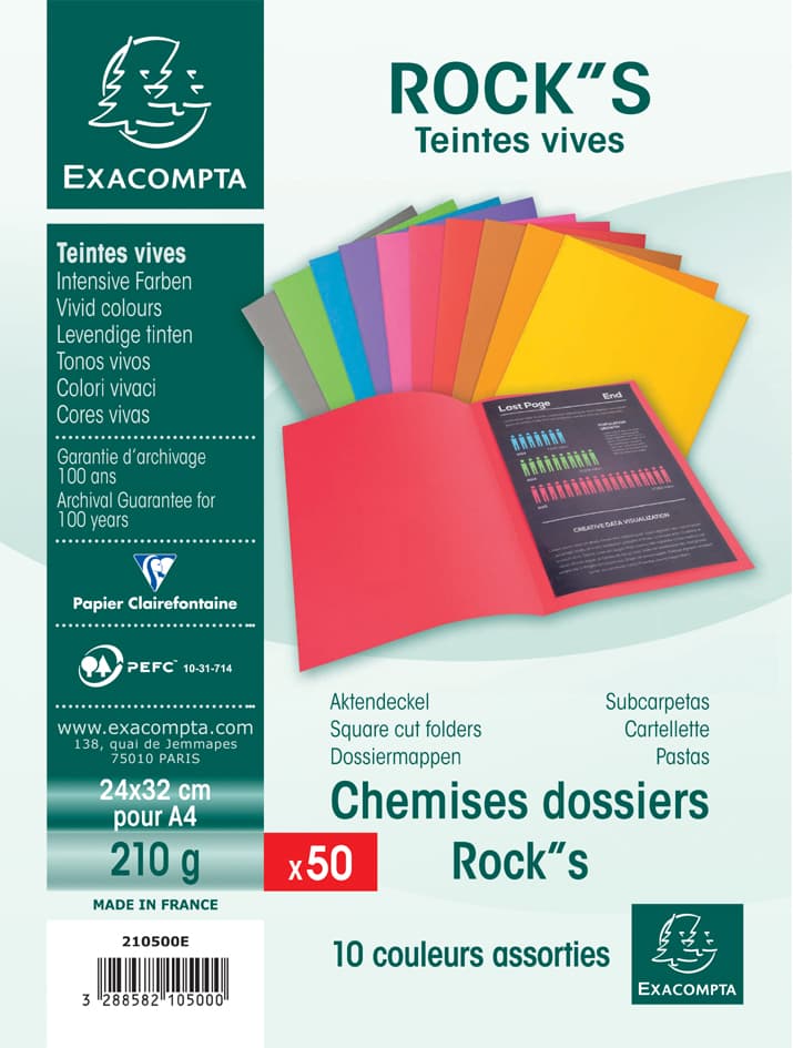 Exacompta Aktendeckel Rock, S, 210 G/Qm, Farbig Sortiert