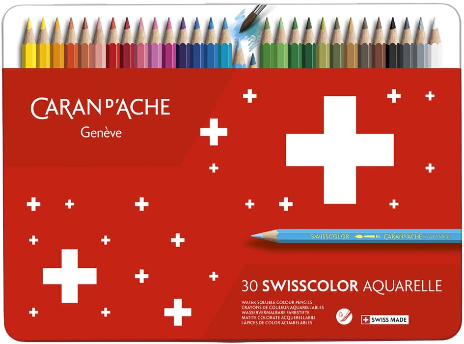 Caran D, Ache Buntstifte Swisscolor Aquarelle,30er Metalletui
