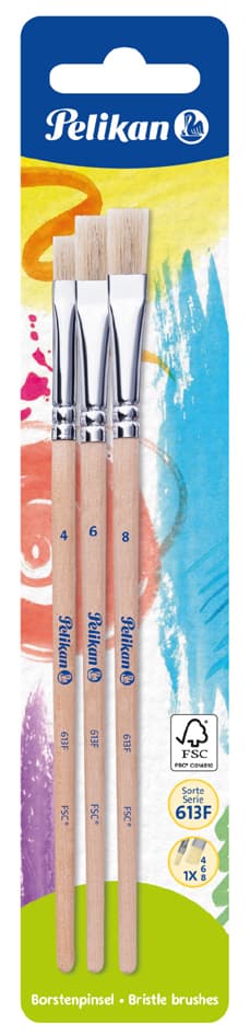 Pelikan Borstenpinsel-Set 613 F, 10-Teilig, Sortiert