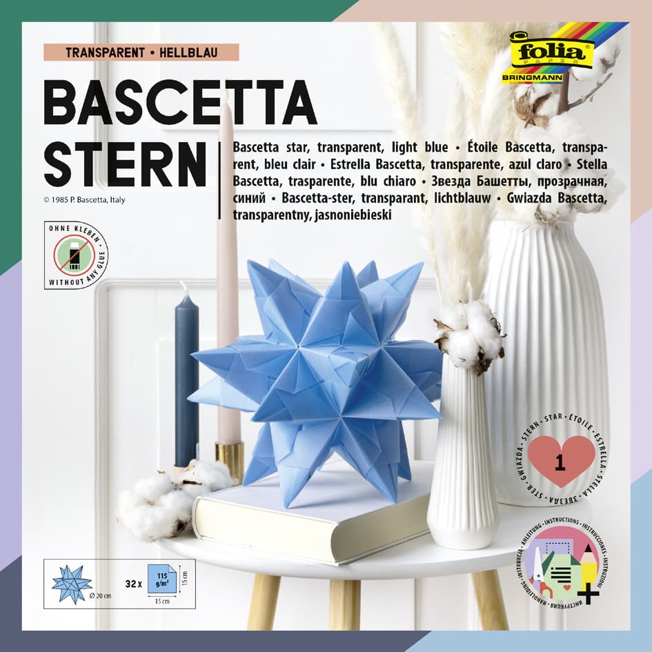 Folia Faltblätter Bascetta-Stern, 150 X 150 Mm, Hellblau