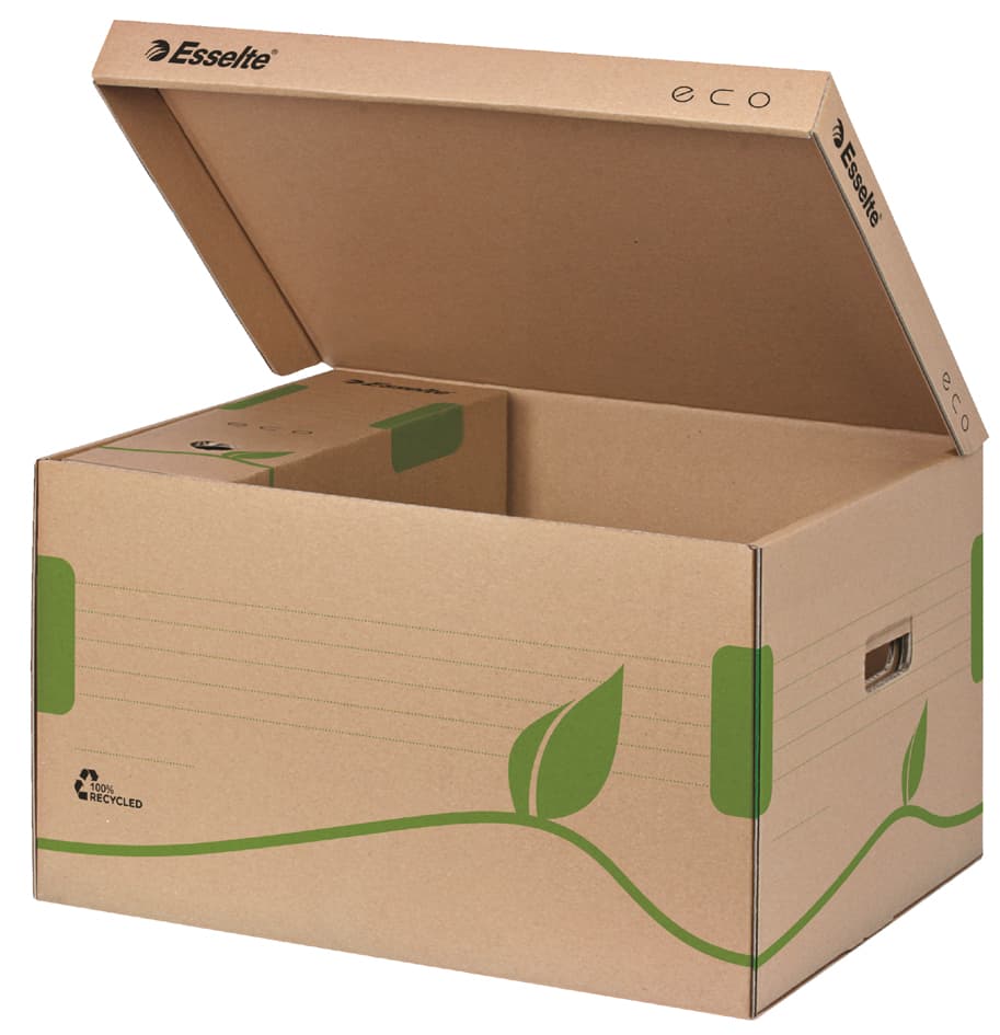 Esselte Archiv-Klappdeckelbox Eco, Braun, Für Format Din A4+