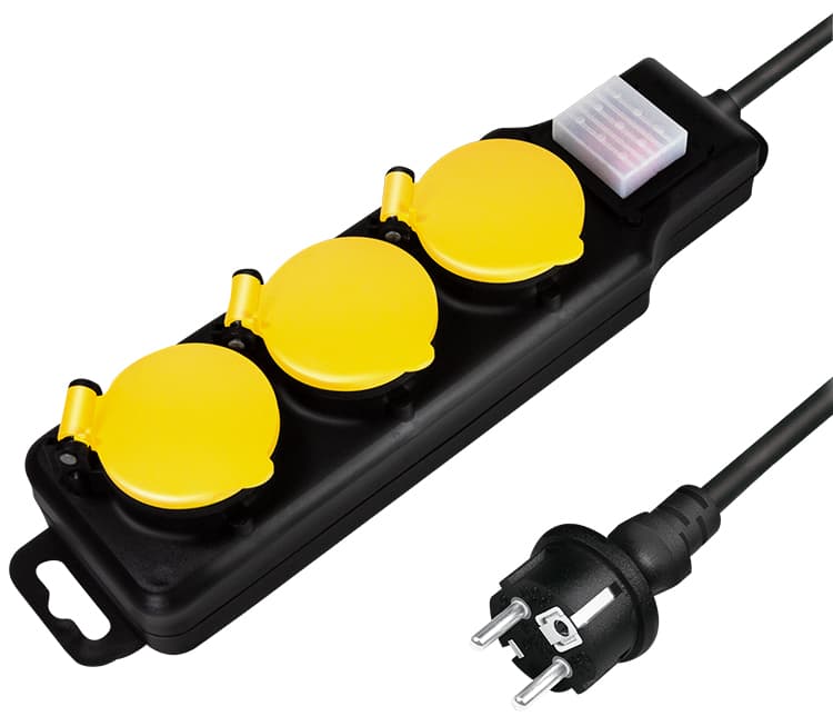 Logilink Outdoor-Steckdosenleiste, 3-Fach, Schwarz, Ip44