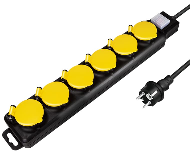 Logilink Outdoor-Steckdosenleiste, 6-Fach, Schwarz, Ip44