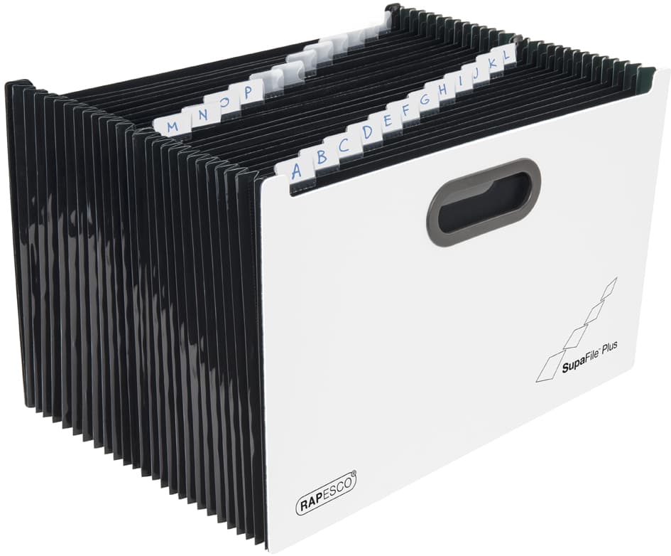 Rapesco Fächermappe Supafile Plus, Din A4+, 26 Fächer, Weiß