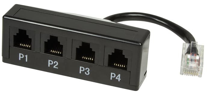 Logilink Telefon-Splitter, 4-Fach, Farbe: Schwarz