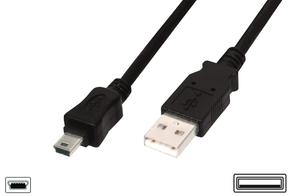 Digitus Usb 2.0 Mini Kabel, Usb-A - 5 Pol Mini Usb-B, 1,8 M