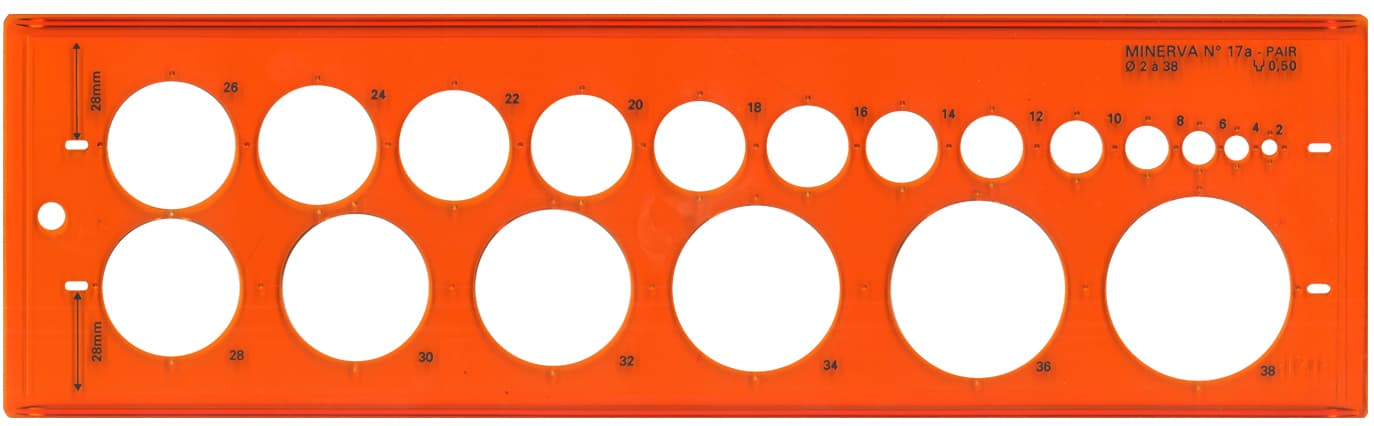Minerva Kreisschablone 17 A, Kreis Von 2 - 38 Mm