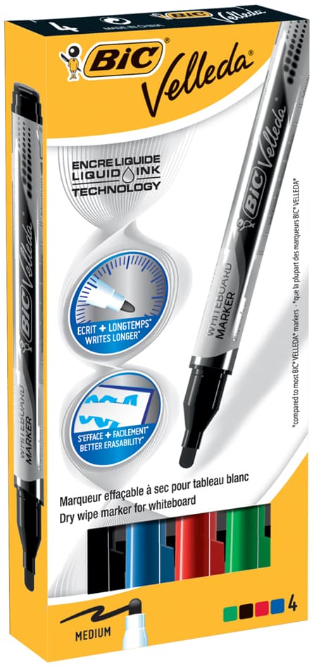 Bic Whiteboard-Marker Velleda Liquid Ink, 4er Etui