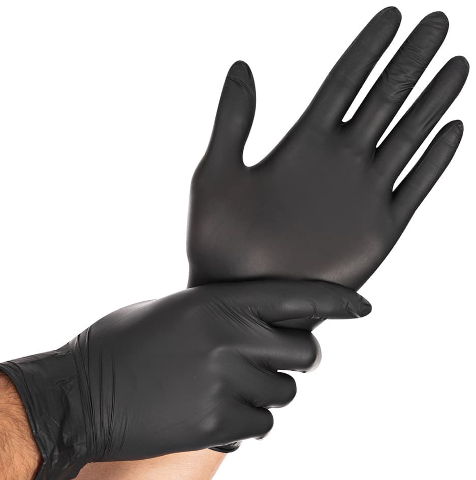 Hygostar Nitril-Handschuh Safe Light, L, Schwarz, Puderfrei