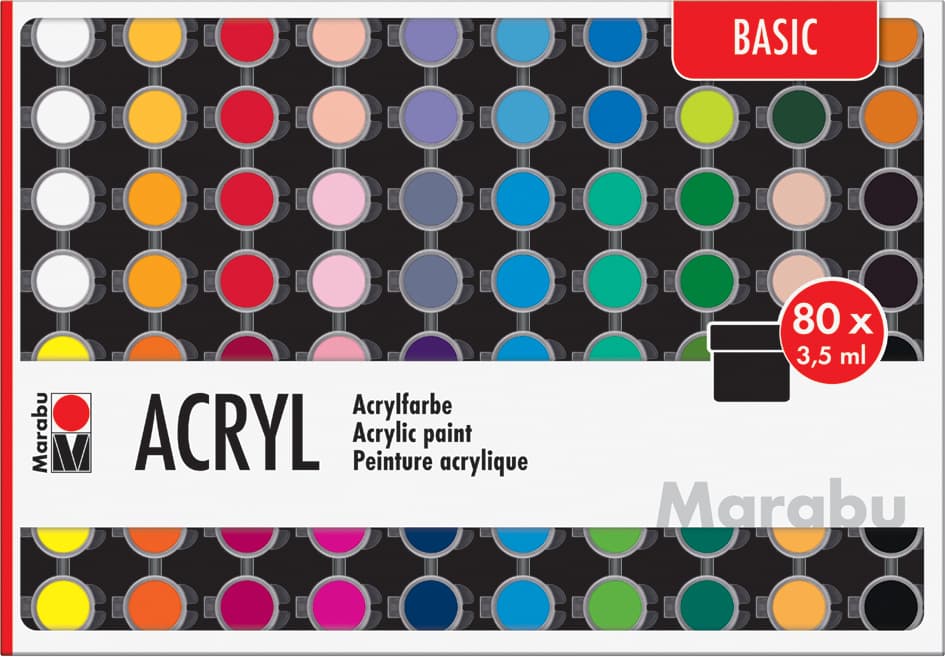 Marabu Acrylfarben-Set , Basic, , 80 X 3,5 Ml