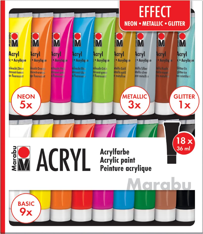 Marabu Acrylfarben-Set , Effect, , 18 X 36 Ml