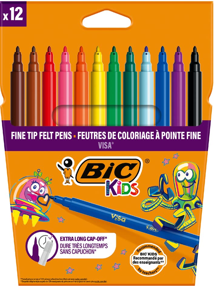 Bic Kids Fasermaler Visa, 12er Kartonetui