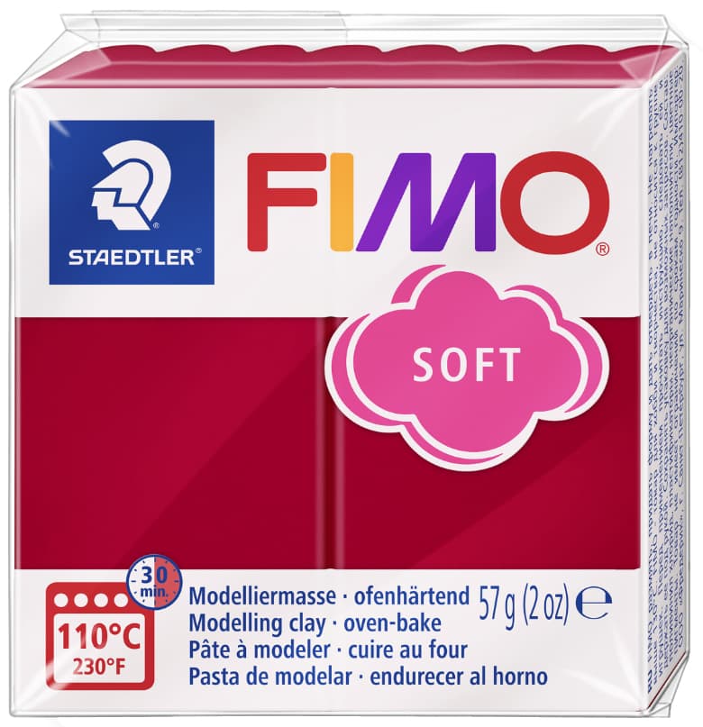 Fimo Soft Modelliermasse, Ofenhärtend, Kirschrot, 57 G