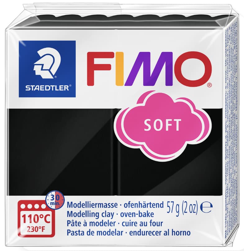 Fimo Soft Modelliermasse, Ofenhärtend, Schwarz, 57 G