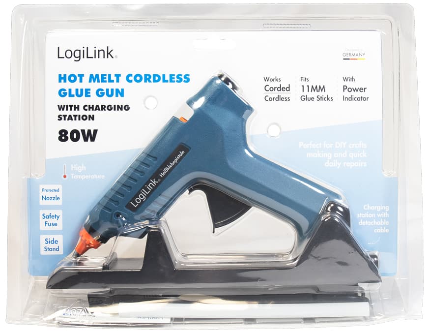 Logilink Heißklebepistole, 80 Watt, Kabellos, Blau