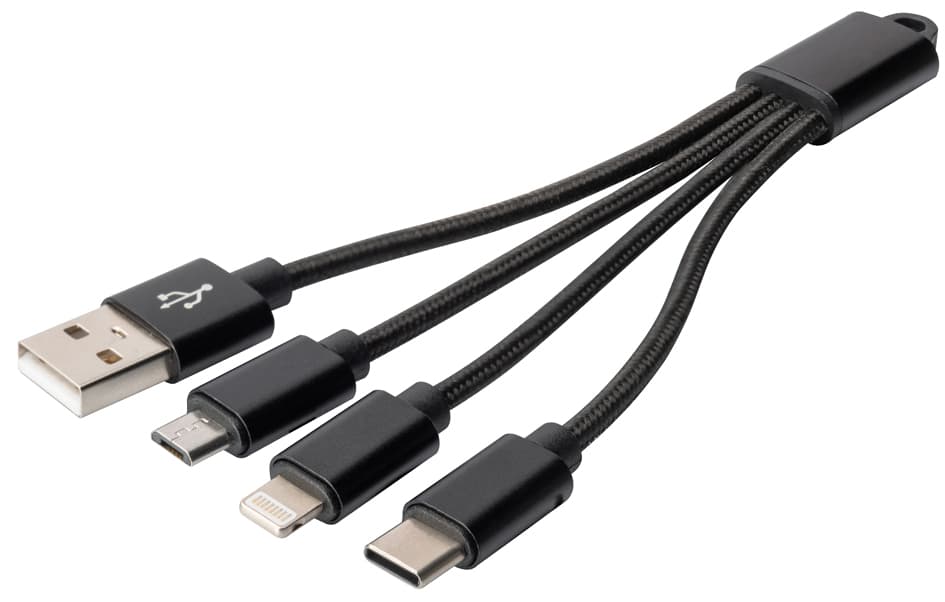 Digitus 3-In-1 Ladekabel, Usb A-Lightning + Micro Usb+Usb-C