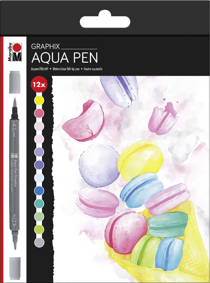 Marabu Pinselstift Aqua Pen Graphix Ice Ice Baby, 12er Etui
