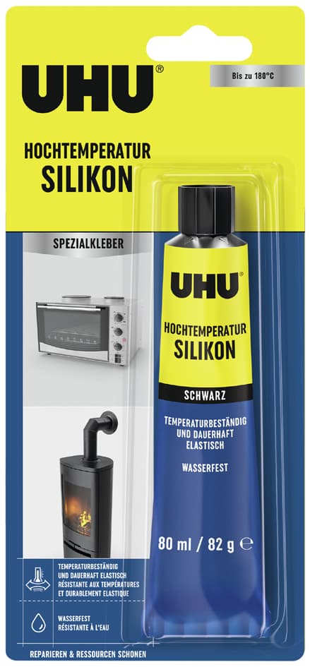 Uhu Hochtemperatur-Silikon, Schwarz, 80 Ml Tube