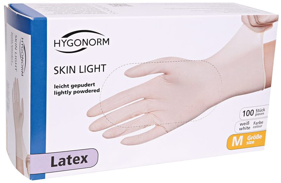 Hygonorm Latex-Handschuh Skin Light, M, Weiß, Gepudert