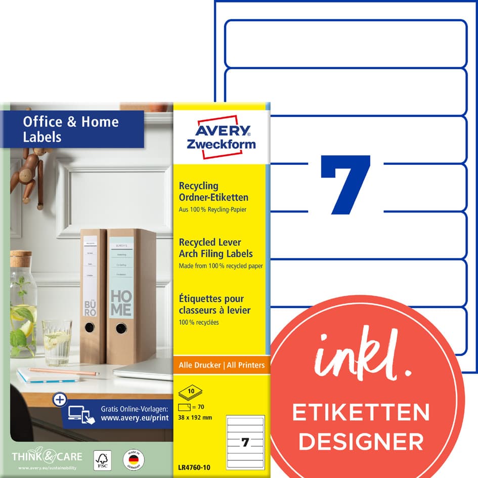 Avery Zweckform Recycling-Ordnerrücken-Etiketten Home Office