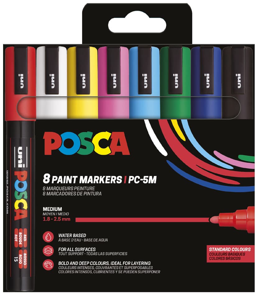 Posca Pigmentmarker Pc-5m, 8er Etui, Pastellfarben