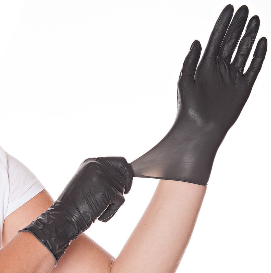 Hygostar Latex-Handschuh Diablo, S, Schwarz, Puderfrei