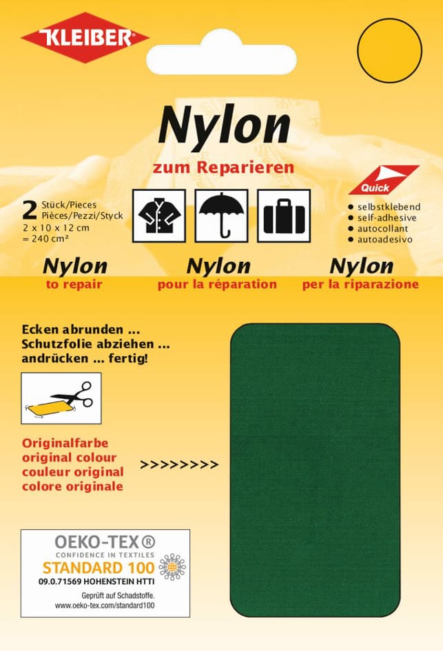 Kleiber Nylon-Flicken, Selbstklebend, Grün