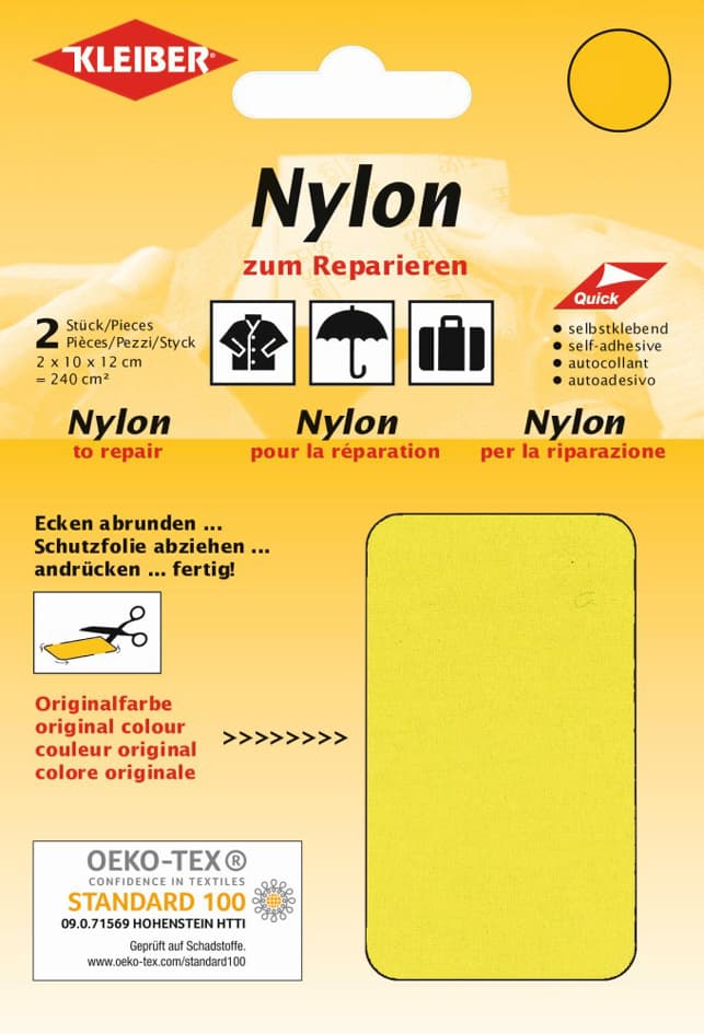 Kleiber Nylon-Flicken, Selbstklebend, Gelb