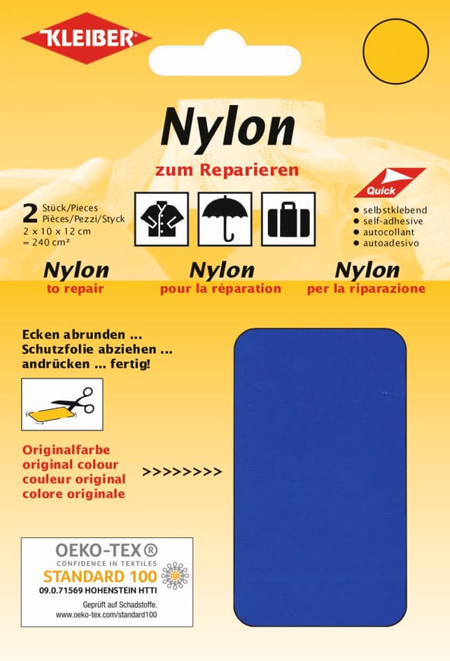 Kleiber Nylon-Flicken, Selbstklebend, Kornblau