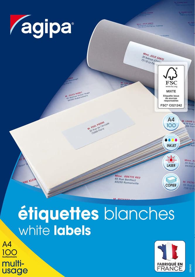 Agipa Universal-Etiketten, 63,5 X 46,6 Mm, Weiß