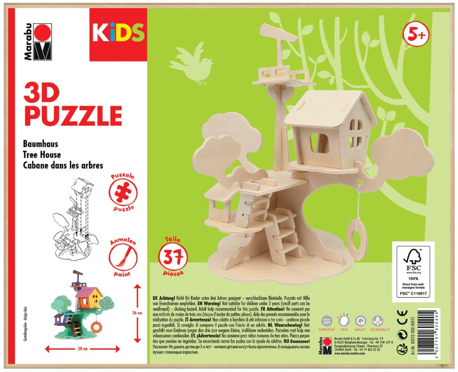 Marabu Kids 3d Puzzle , Baumhaus, , 37 Teile