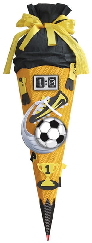 Roth Schultüten-Bastelset , Soccer Gelb/Schwarz, , 6-Eckig