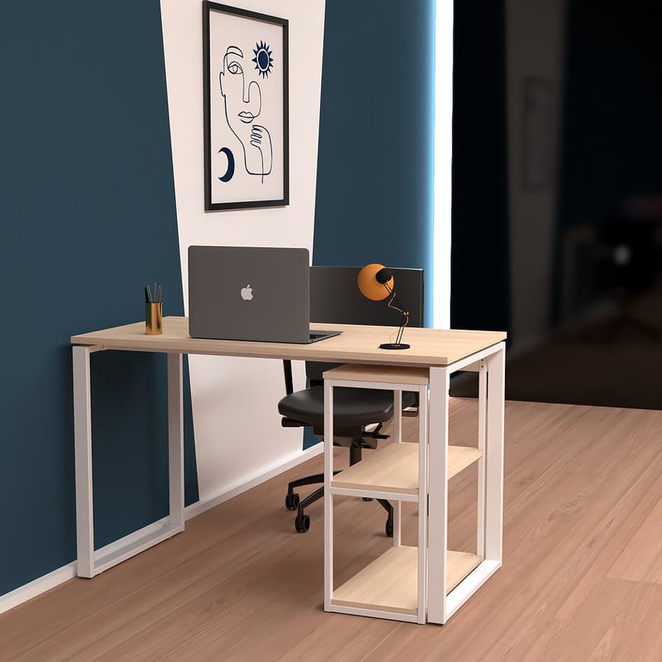 Paperflow Schreibtisch Easyhome Lv12, Weiß/Eiche