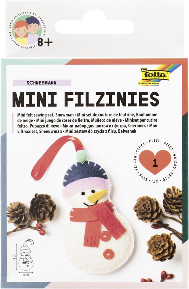 Folia Mini Filz-Nähset , Filzinies, , 14-Teilig, Schneemann