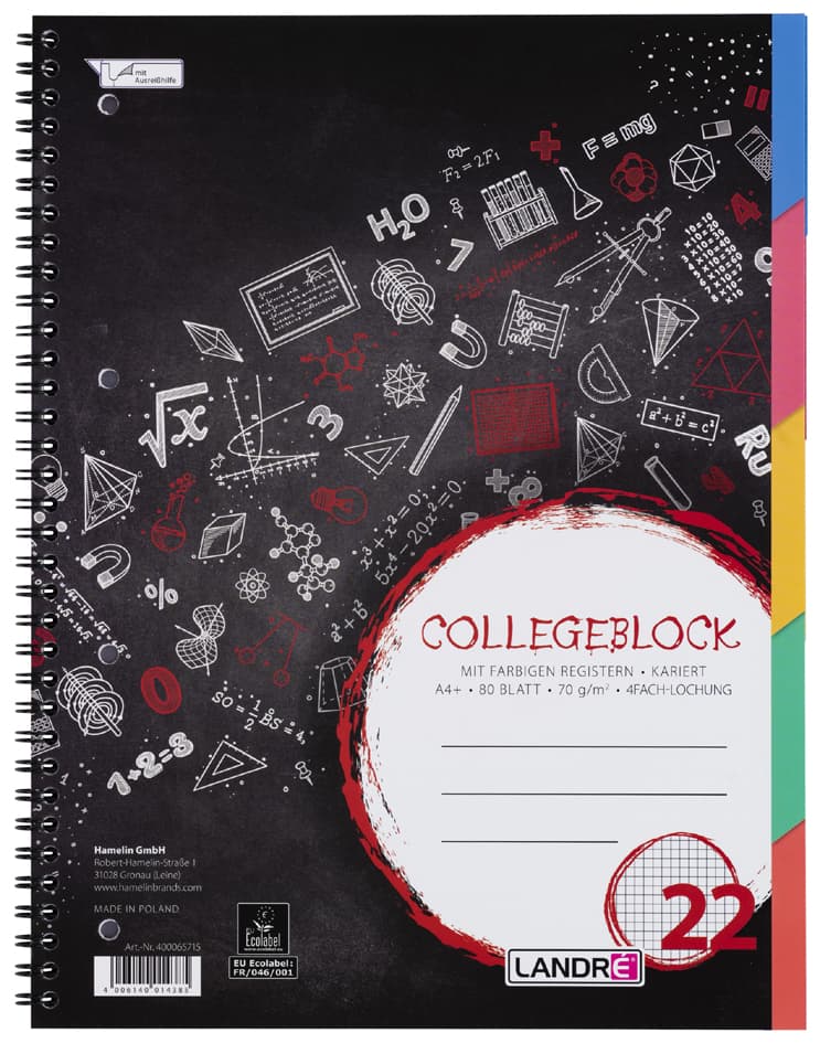 Landré Register-Collegeblock , College, , Din A4, Kariert