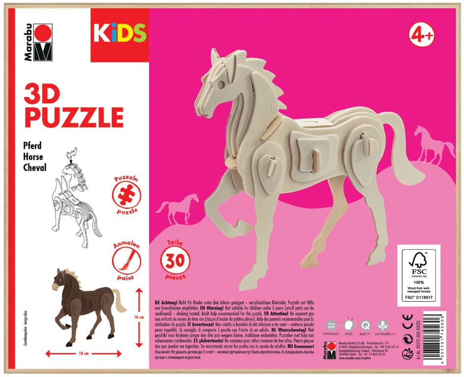 Marabu Kids 3d Puzzle , Pferd, , 30 Teile