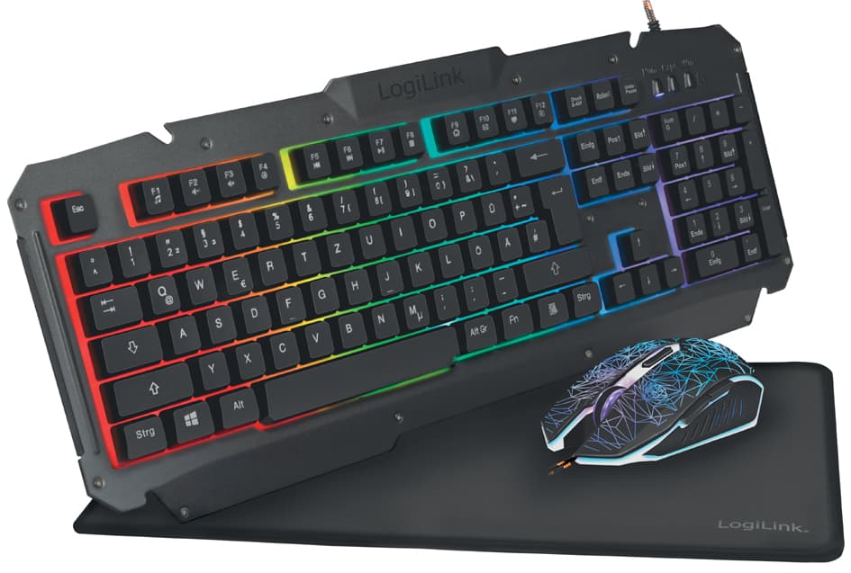 Logilink Gaming-Set, Bestehend Aus Tastatur, Maus & Mauspad