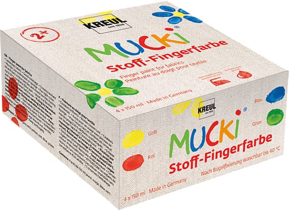 Kreul Stoff-Fingerfarbe , Mucki, , 150 Ml, 4er-Set