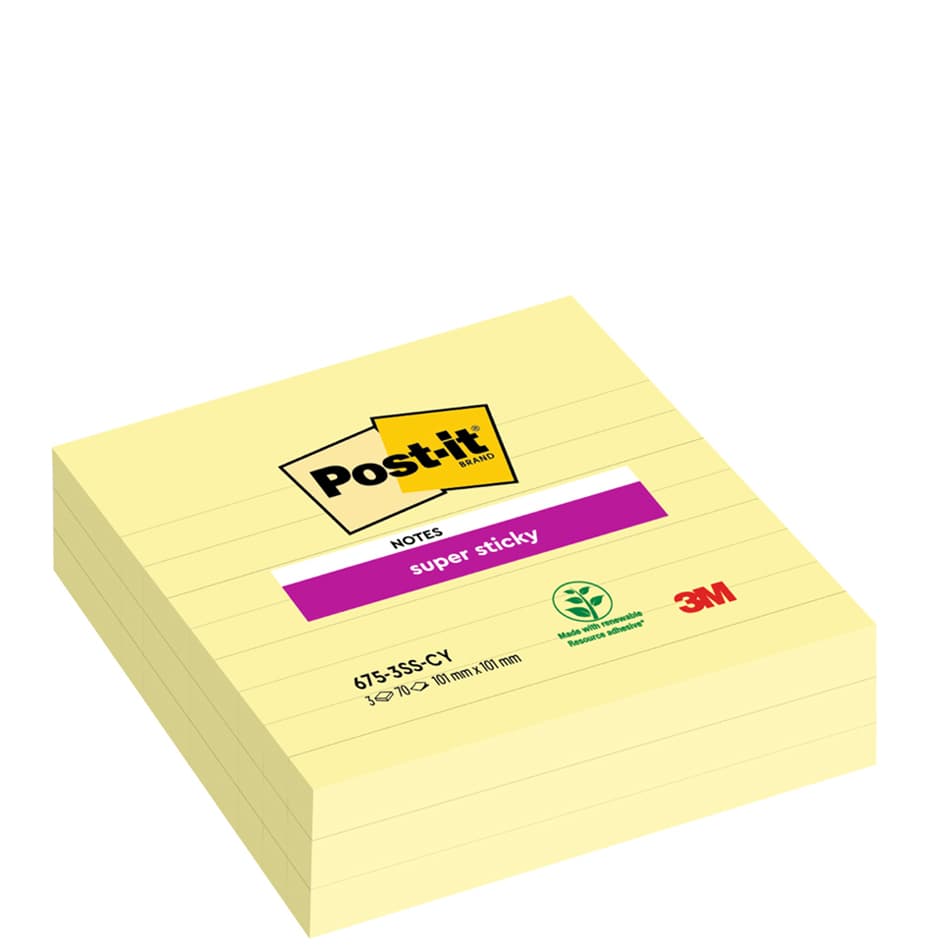 Post-It Haftnotizen Super Sticky Notes, 101 X 101 Mm, Gelb