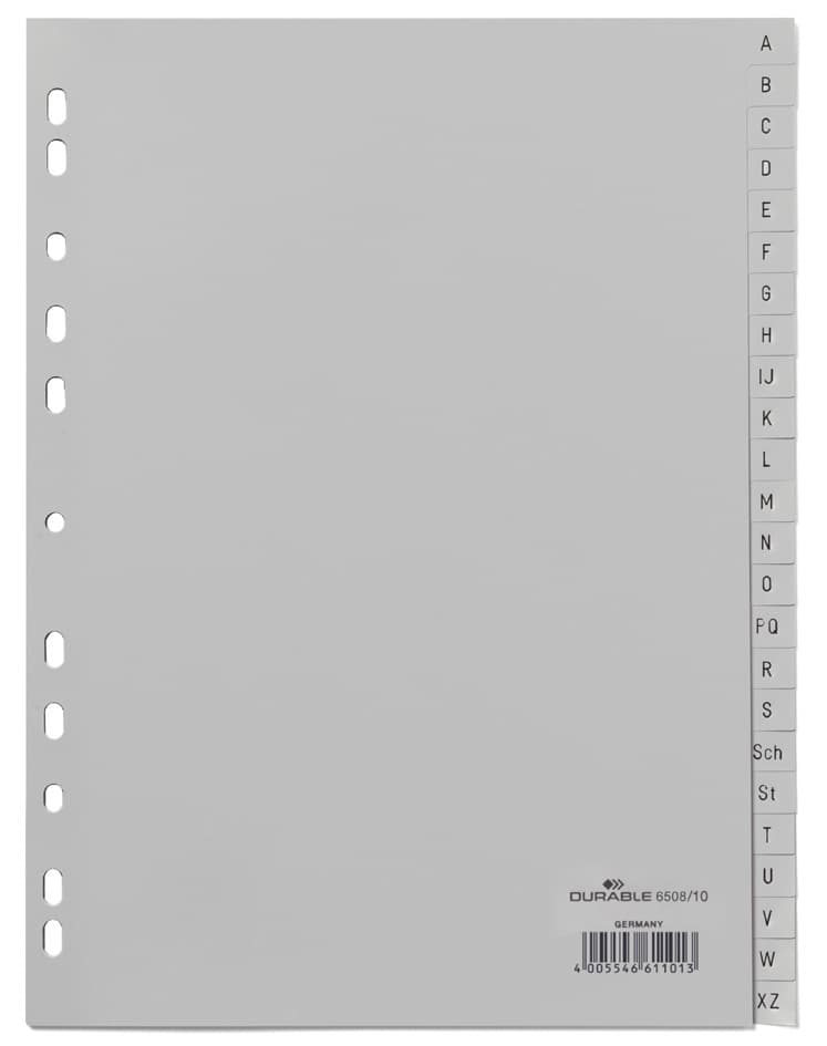 Durable Kunststoff-Register, A-Z, A4, 20-Teilig, Grau