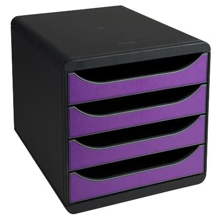 Exacompta Schubladenbox Big-Box, 4 Schübe, Violett