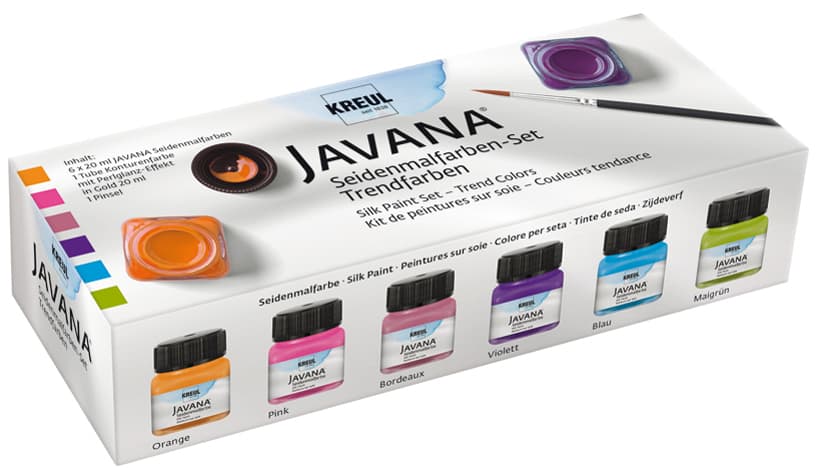 Kreul Seidenmalfarbe Javana, Trendfarben-Set, 6 X 20 Ml