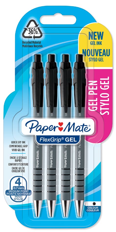 Paper:Mate Gelschreiber Flexgrip Gel, 4er Blister, Schwarz