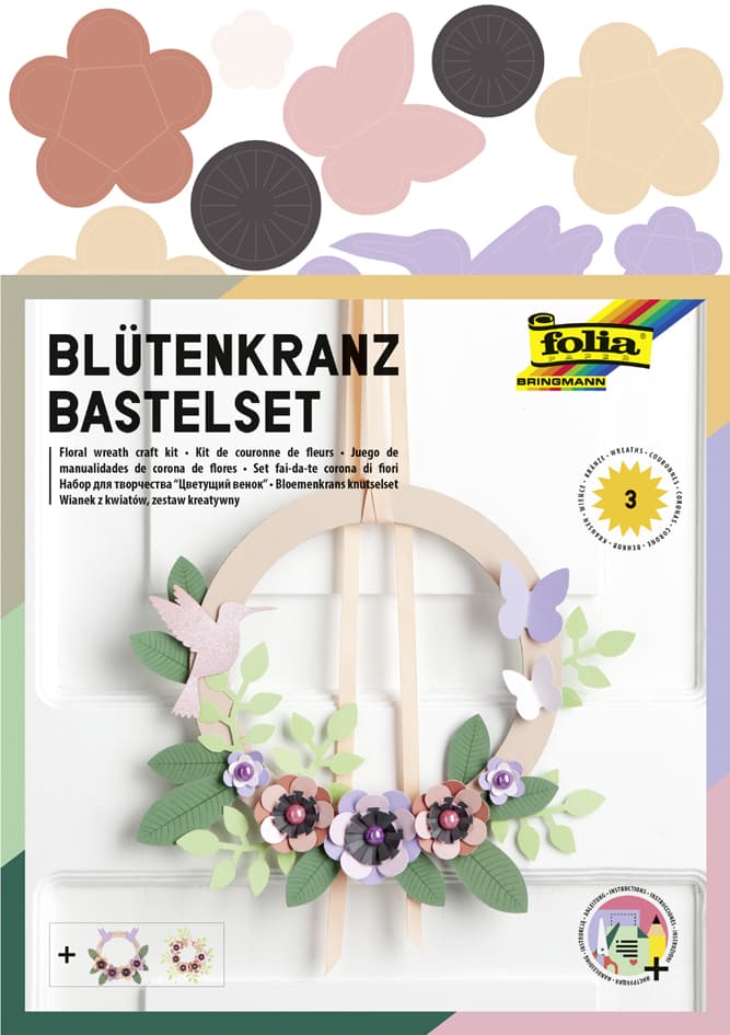 Folia Blütenkranz-Bastelset, Für 3 Kränze