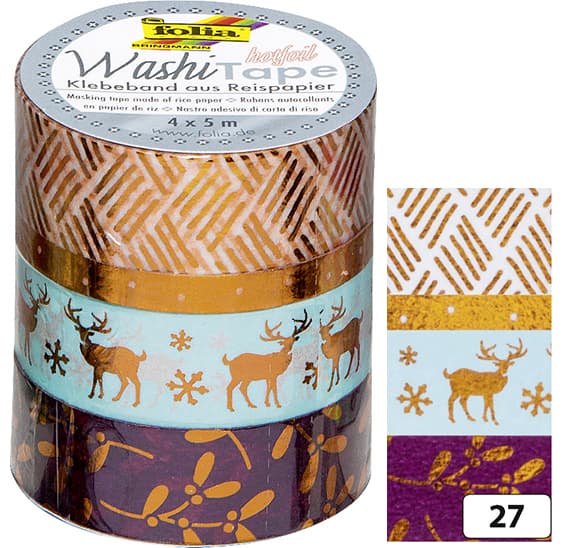 Folia Deko-Klebeband Washi-Tape Hotfoil Kupfer Ii, 4er Set