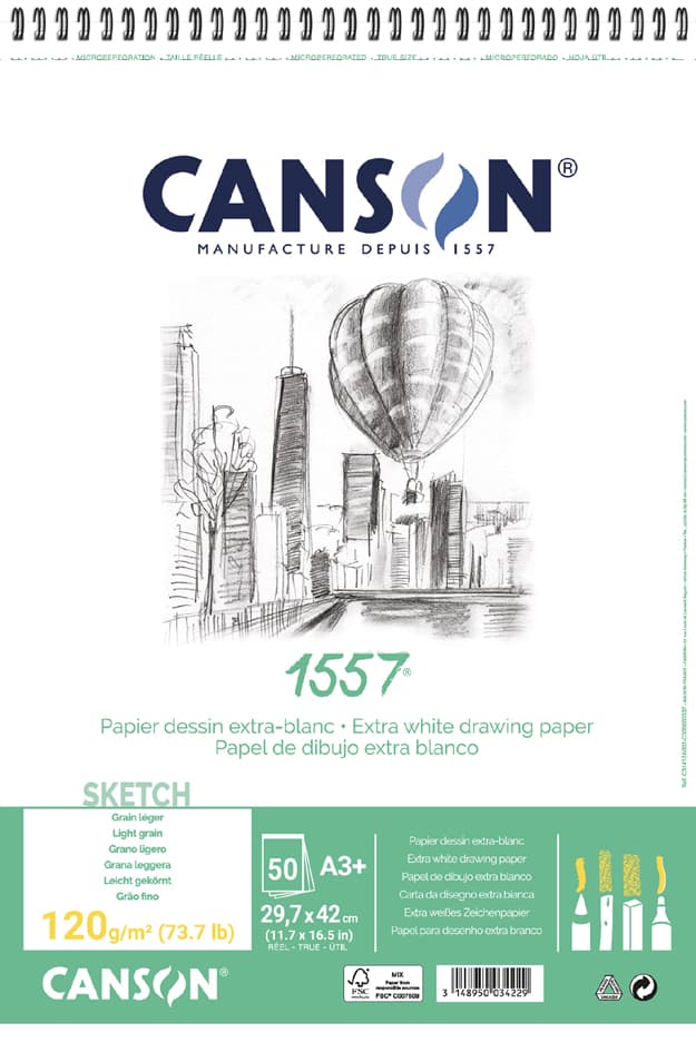 Canson Zeichenpapierblock 1557, Din A4, 120 G/Qm, 50 Blatt