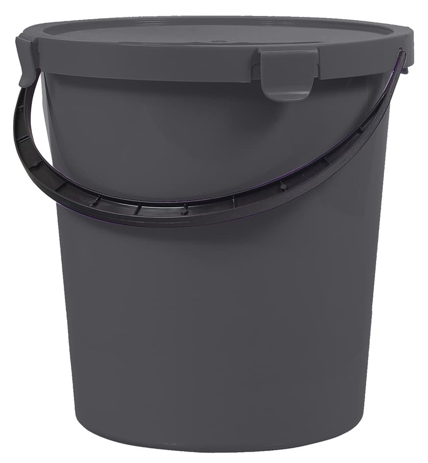 Plast Team Pflückeimer Mit Deckel, 5 Liter, Dunkelgrau